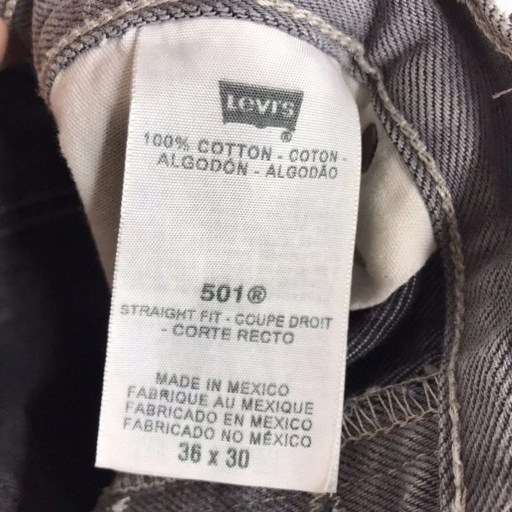 Levi's 501xx Jeans 36x30 Men's Button Fly Gray Jeans